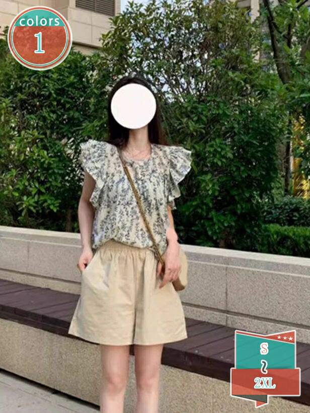 花柄 トップ レディース 半袖 フラウンス袖 トップス 体型覆いかぶせる ゆったり プルオーバー 好いたらしいめ ボタニカル柄 今めかしい 好いたらしい フレンチ捩り ティアード 夏服 心地好い 通い お出かけ shop-kosugi