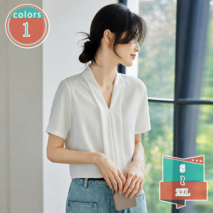 半袖 トップ Vのど首 レディース 春夏 好いたらしいめ 通い 着痩せ トップス ゆったり大いさ 大きめ 分かりやすい 無地 shop-kosugi