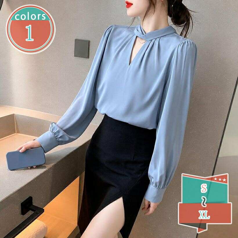 1000円OFFクーポン レディース トップス ブラウス 長袖 上品 ドレープ スリットネック きれいめ 着痩せ 通勤服 お出かけ 秋服 shop-kosugi|小杉拓嗣商店