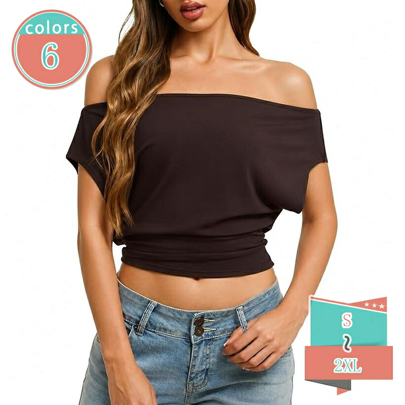 1000円OFFクーポン オフショル トップス レディース 半袖 ワンショル Tシャツ 肩出し デザイン カットソー アシンメトリー 着やせ 体型カバー モード系 ギャル服 20代 30代 40代 シンプル 無地 フィット デート 夜遊び shop-kosugi｜小杉拓嗣商店
