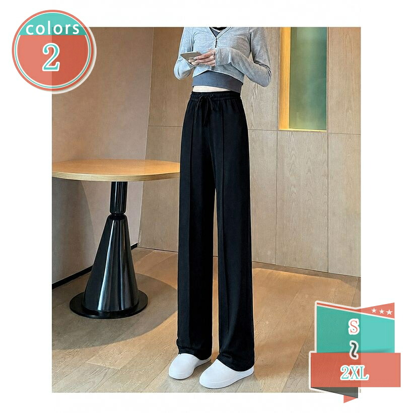 1000円OFFクーポン ストレートパンツ レディース 夏 涼しい ワイドパンツ ハイウエスト 着痩せ 体型カバー ゆったり ロング おしゃれ カジュアル ボトムス ウエストゴム 紐付き 落ち感 縦ライン 細見え 通勤 通学 shop-kosugi|小杉拓嗣商店
