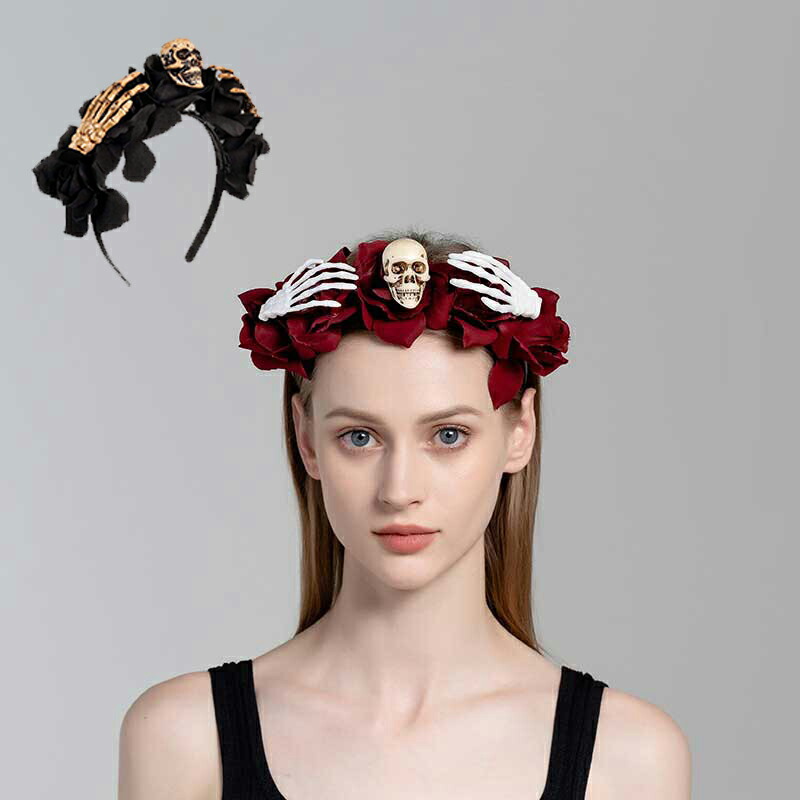 セット ドクロ　髑髏　エプロン　アームウォーマー　カチューシャ　ハロウィン　仮装 セット ドクロ 髑髏 エプロン アームウォーマー カチューシャ