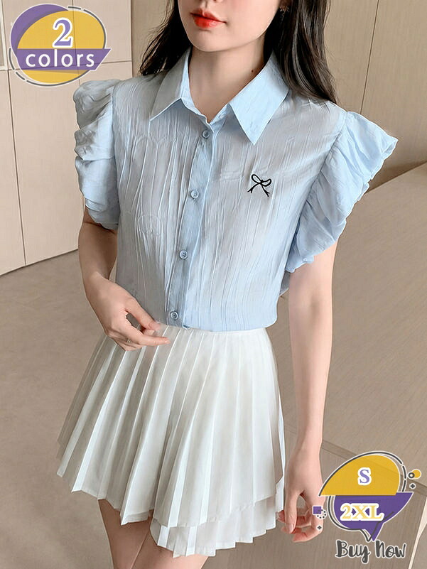 1000円OFF引き換え証 プルオーバー レディース 半袖 トップ フラウンス袖 襟付き添い人 体型押しかぶせる 着痩せ 執務室心地よい シフォン トップ シュロの葉 刺しゅう トップス 雅びやか 雅びやか お出かけ 会う約束 事務 春夏 服 冷やりとした 気が大きい大きさ shop-livesil
