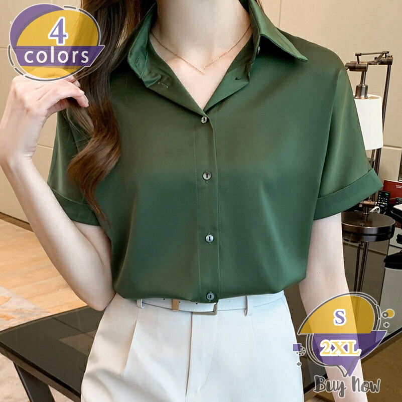 プルオーバー レディース 半袖 繻子トップ とろみ 好いたらしいめ トップス 襟付き添い人 事務服 執務室 通い 心地よい 表現スタイル引きあげる 細押し出し 無地 雅びやか 清楚 分かりやすい 春 夏 秋 お出かけ ゆったり大きさ shop-livesil
