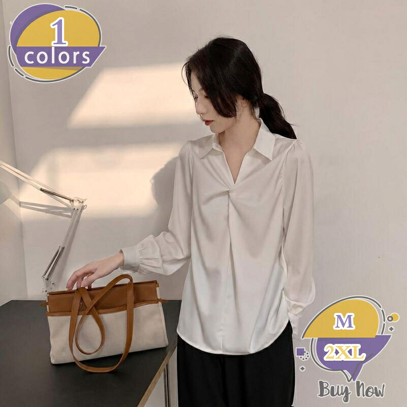 1000円OFFクーポン シャツ レディース 長袖 事務服 白 ブラウス きれいめ オフィス 通勤 トップス フォーマル 就活 面接 入園式 卒園式 フロントツイスト とろみ シフォン おしゃれ Vネック 上品 清楚 大人 可愛い shop-livesil｜ショップリブシル