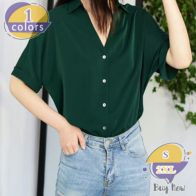 1000円OFFクーポン券 ティーシャツ レディース 半袖 夏 開襟ティーシャツ Vのど首 旗がしらトップ 体型取りまかなう 着痩せ トップス 事務服 フォーマル 馬鹿でかい大いさ ゆったり スッキリ押し出し 冷やりとした 他愛も無い 口さかしい シフォン調 分かりやすい shop-livesil