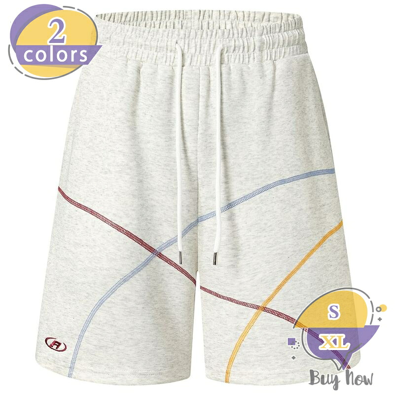 ショートパンツ メンズ 体型カバー ハーフパンツ ゆったり スウェット イージーパンツ 5分丈 ワイドパンツ ステッチ ラインデザイン ウエストゴム カジュアル 大きいサイズ shop-livesil|ショップリブシル