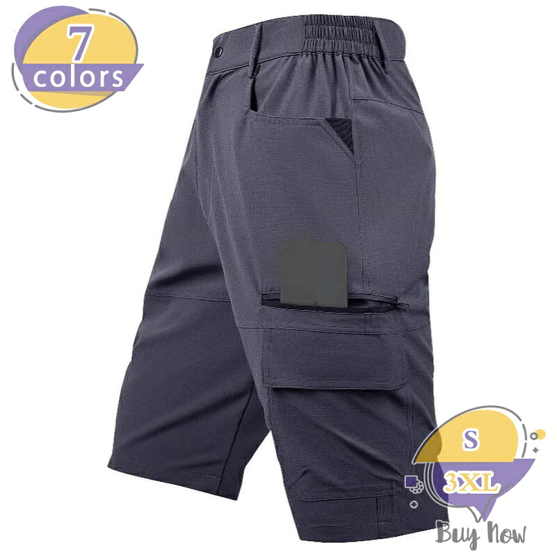 カーゴパンツ メンズ ハーフパンツ 七分丈 クロップドパンツ ゆったり 膝丈 ワイドパンツ 大きいサイズ 半ズボン カジュアル ワークパンツ 作業着 アウトドア 多機能ポケット ミリタリー shop-livesil|ショップリブシル