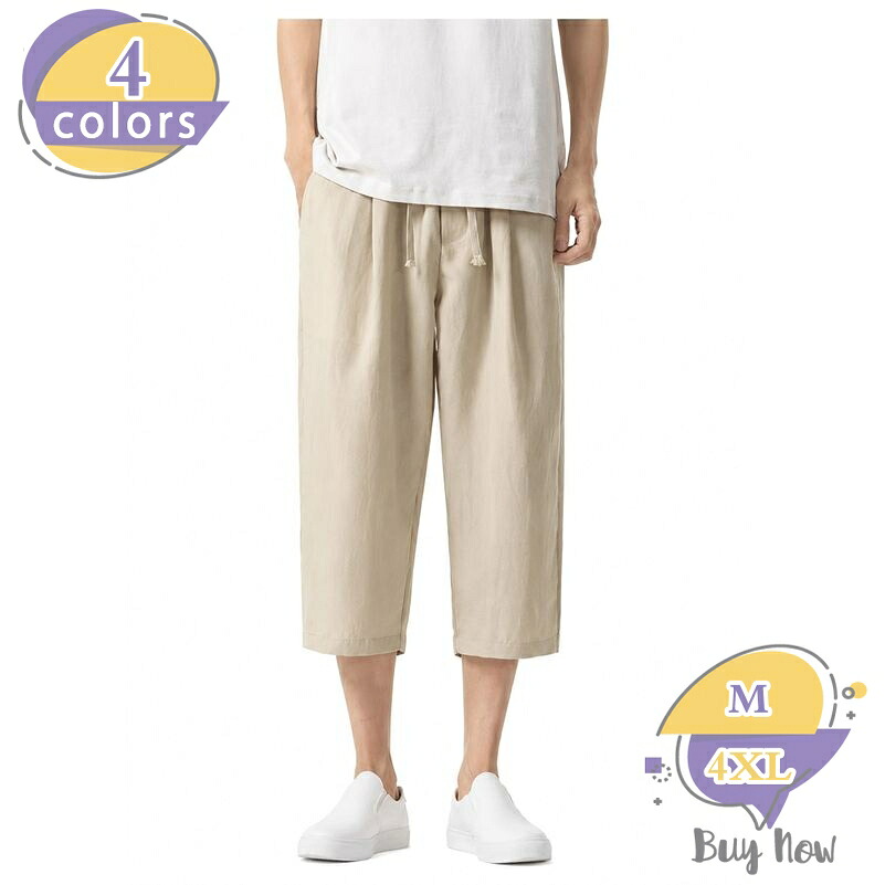 ハーフパンツ メンズ 七分丈 夏服 涼しい ズボン クロップドパンツ 体型カバー 大人 カジュアル シンプル ゆったり 春 夏 shop-livesil|ショップリブシル