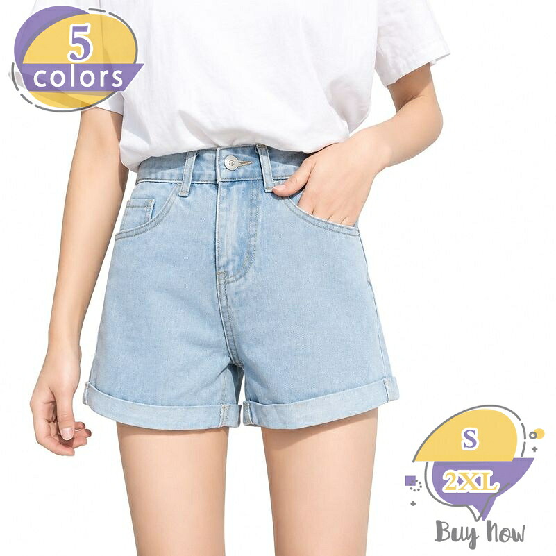 ショートパンツ デニム レディース ジーパン ゆったり カジュアル 体型カバー 大人可愛い 夏コーデ shop-livesil|ショップリブシル