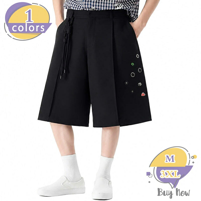 ハーフパンツ メンズ 膝丈 ショートパンツ 体型カバー 着痩せ ワイドシルエット ストリート カジュアル 夏服 ゆったり 5分丈 ヴィンテージ風 ショーツ おしゃれ 夏 shop-livesil｜ショップリブシル
