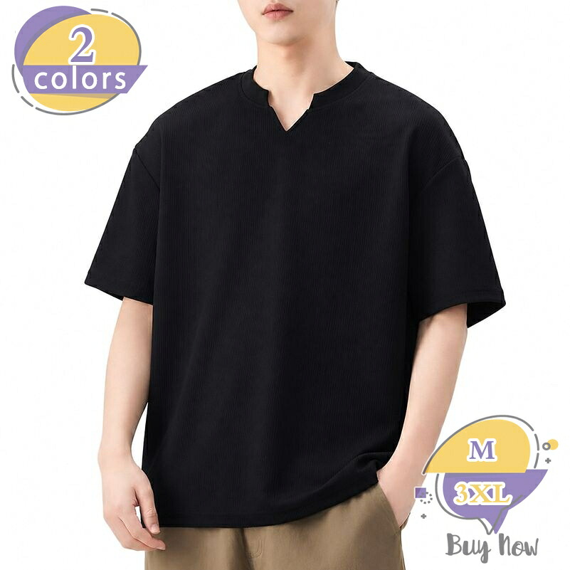 半袖 Tシャツ メンズ Vネック ゆったりサイズ カジュアル 夏服 トップス 体型カバー おしゃれ shop-livesil｜ショップリブシル