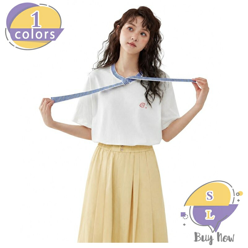 1000円OFFクーポン 半袖 tシャツ レディース 着痩せ カットソー トップス ゆったり クルーネック ボーダー リボンタイ ワンポイント 刺繍 カジュアル フェミニン デイリー オフィス 通勤 通学 旅行 きれいめ shop-livesil|ショップリブシル