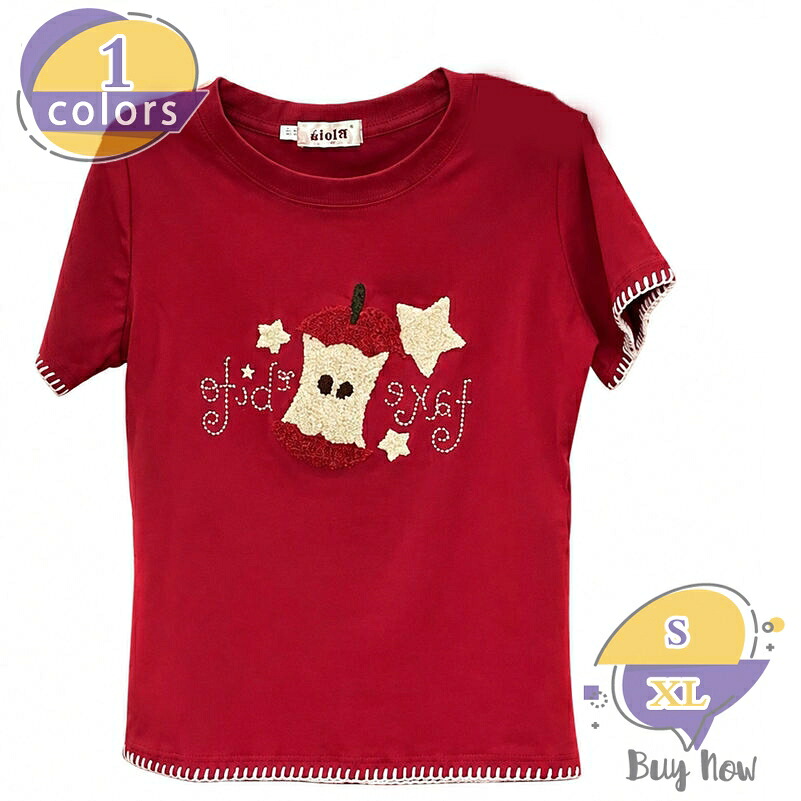 1000円OFFクーポン 半袖 tシャツ レディース 着痩せ ゆったり カットソー 丸首 カジュアル プルオーバー レトロ ポップ トップス 刺繍 キャラクター デザイン 通学 デイリー お出かけ 旅行 大きいサイズ shop-livesil|ショップリブシル