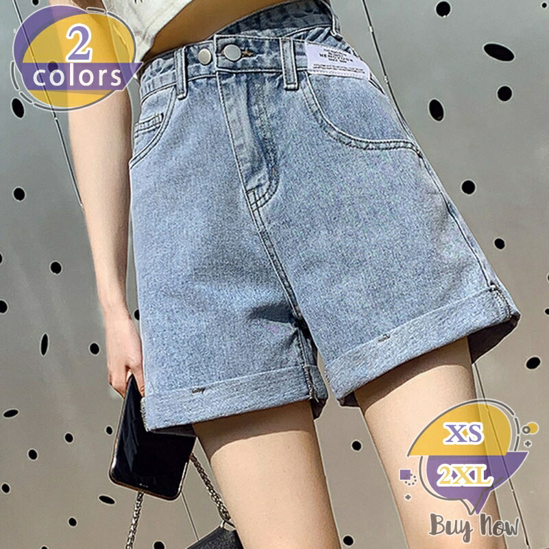 デニムショートパンツ ショーパン 短パン ハーフパンツ キュロットパンツ ショートデニム ロールアップ ホットパンツ デニム ゆったり Aライン ショート丈 美脚 脚長 可愛い 普段 無地 ショートパンツ レディース shop-livesil