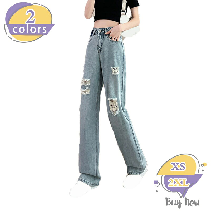 1000円OFFクーポン デニムパンツ レディース ストレートパンツ ゆったり ワイドパンツ デニム カジュアル ジーンズ ハイウエスト ロングパンツ ジーパン 夏 ボトムス カーゴパンツ 体型カバー お出かけ ダメージジーンズ shop-livesil｜ショップリブシル