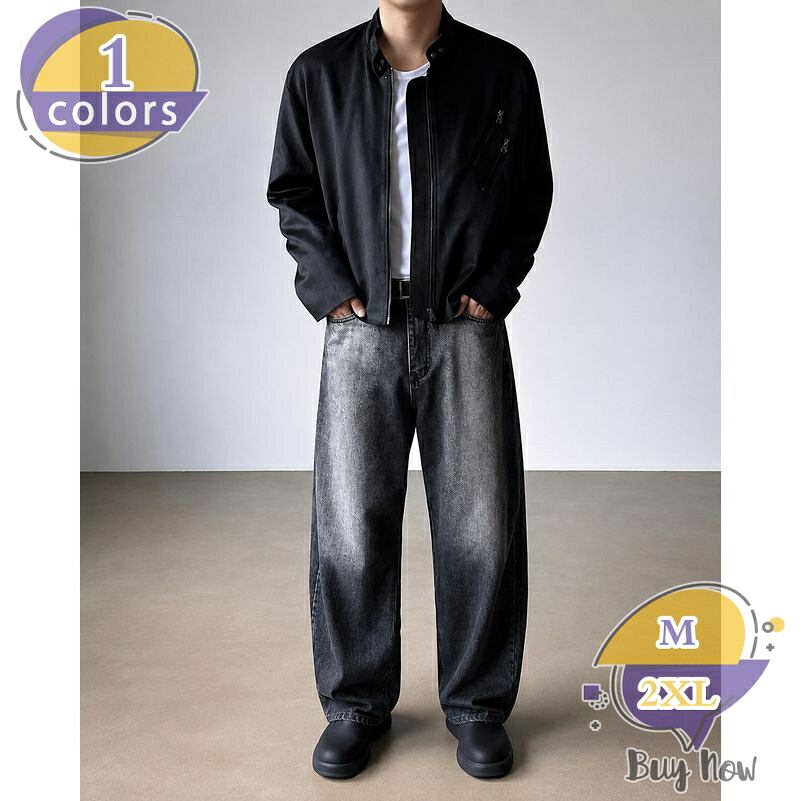 1000円OFFクーポン ズ メンズ ワイドパンツ 韓国ファッション ストレート デニム ジーパン 体型カバー 大きいサイズ ゆったり カジュアル お出かけ レトロ ウォッシュ加工 ボトムス スタイルアップ 無地 休日コーデ 定番 シンプル shop-livesil｜ショップリブシル