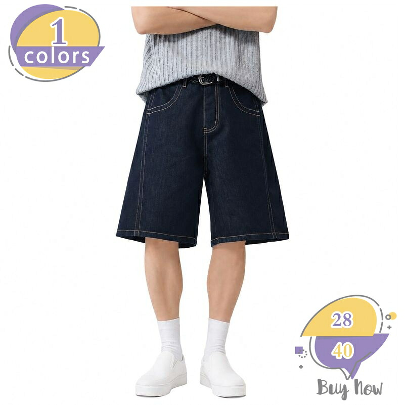 ショートパンツ デニム メンズ 体型カバー 5分丈 ハーフパンツ ワイド ジーパン ゆったり ストレート 夏 おしゃれ 短パン 大きいサイズ 半ズボン カジュアル shop-livesil|ショップリブシル