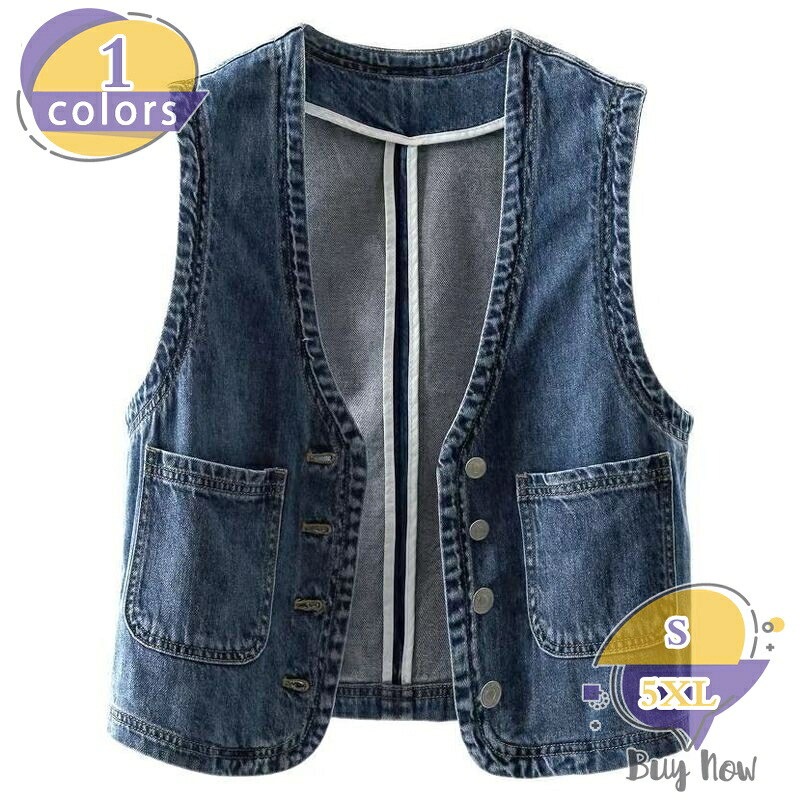 デニムベスト レディース ノースリーブ ベスト ジレ トップス Vネック カジュアル 着回し 春 秋 季節の変わり目 shop-livesil｜ショップリブシル