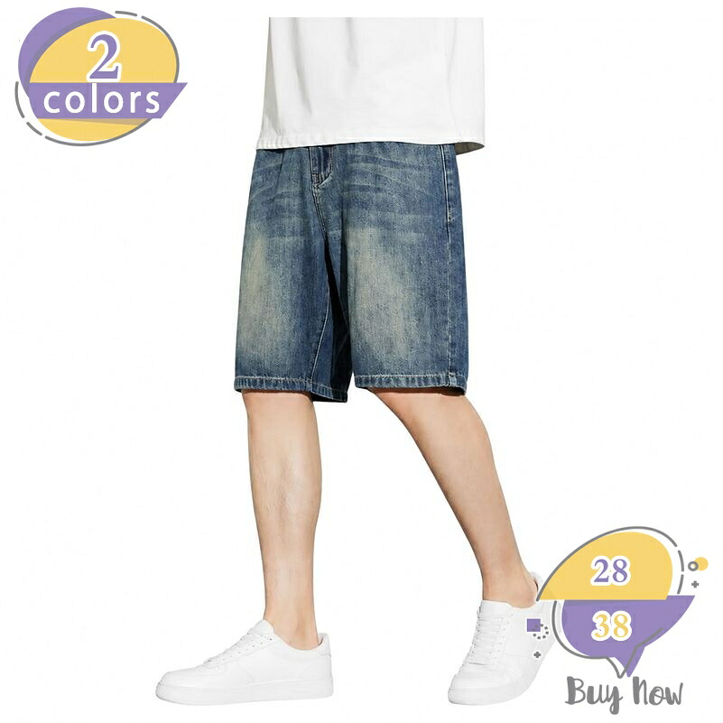 ハーフパンツ デニム メンズ 着痩せ ワイドパンツ ズ ショート 五分丈 ジーパン 夏服 カジュアル ストリート 原宿系 レトロ ヴィンテージ感 デイリーユース 通学 大きいサイズ shop-livesil|ショップリブシル