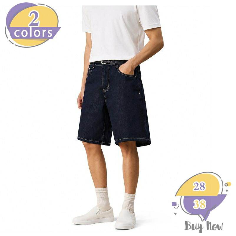 メンズショートパンツ デニム 体型カバー ハーフパンツ 5分丈 カジュアル ズ ジーパン 爽やか 涼しい デニム ボトムス 夏服 通学 旅行 大きいサイズ shop-livesil｜ショップリブシル