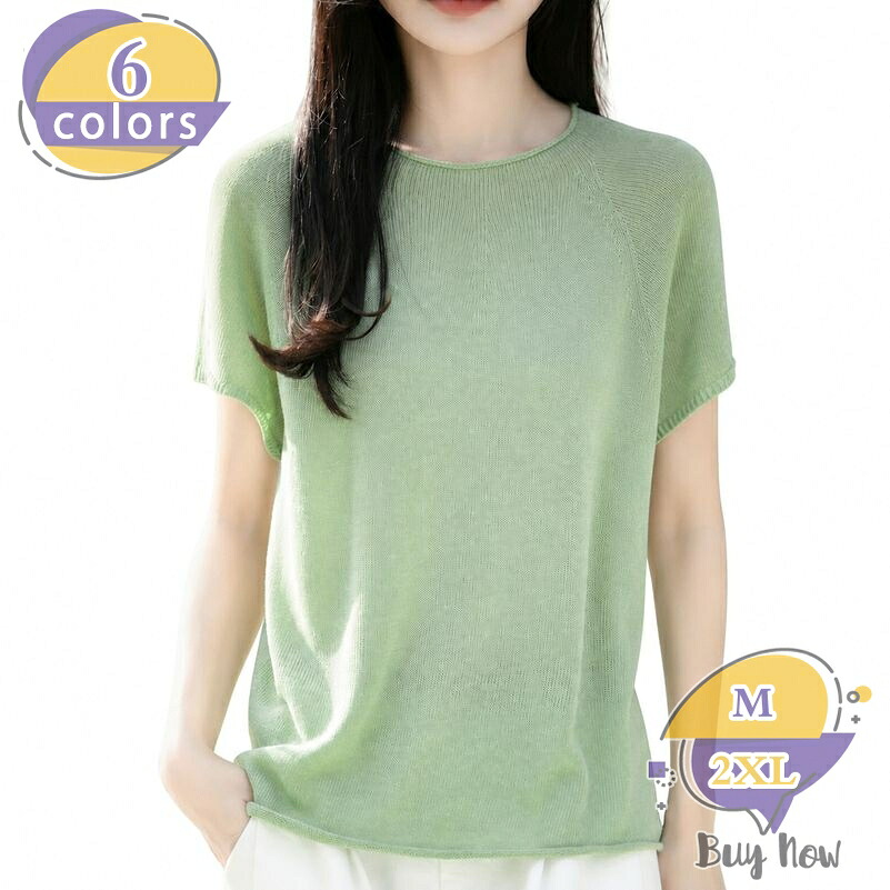 レディース トップス サマーニット 着痩せ 半袖 tシャツ 薄手 丸首 フレンチスリーブ 麻混 涼しい カジュアル オフィス 大きいサイズ ゆったり デイリー shop-livesil|ショップリブシル