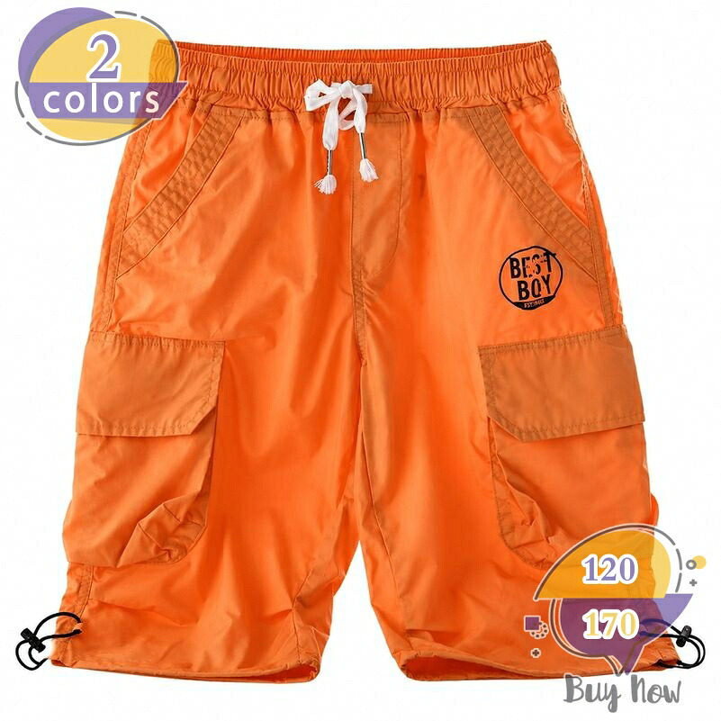 ハーフパンツ キッズ 夏 男の子 七分丈パンツ 体型カバー カーゴ ショート ジュニア ズボン 服 お出かけ 通学 運動着 薄手 動きやすい shop-livesil｜ショップリブシル