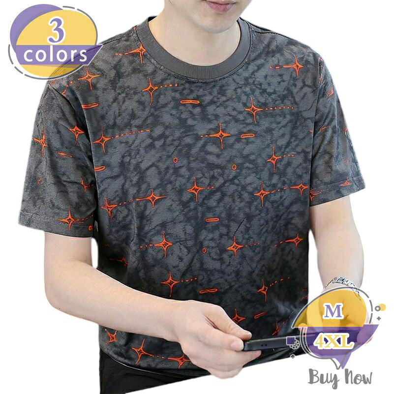 メンズ Tシャツ 半袖 着痩せ クルーネック かすれプリント レトロ デザイン トップス 夏 丸首 カジュアル ゆったりサイズ 快適 軽い 通気性 きれいめ ファッション ティーシャツ 夏用 お出かけ デート 旅行 shop-livesil｜ショップリブシル