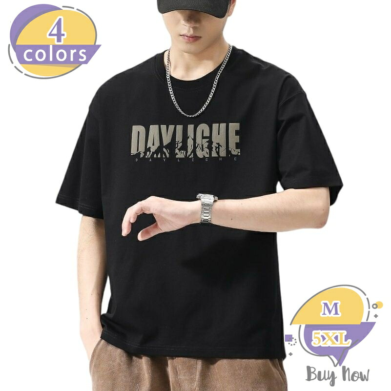 オーバーサイズ Tシャツ メンズ 半袖 体型カバー ビッグシルエット 大きいサイズ カジュアル ストリート系 カットソー 丸首 プリント ティーシャツ トップス お出かけ 夏 通学 shop-livesil｜ショップリブシル 8,997円