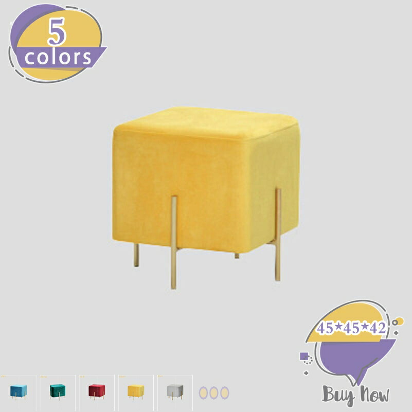 スツール くすみカラー おしゃれ 四角イス ベルベット ベロア ゴールド アンティーク かわいい 化粧イス 無地 クッション ドレッサー サロン エステ バー スタッキング ゴージャス フェミニン クッション付きのスツール ゴールド脚 shop-livesil