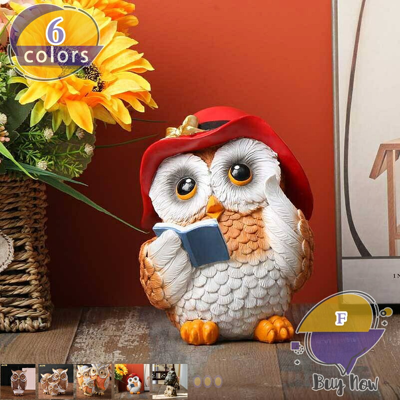 フクロウの置物 茶 ふくろう 鳥 とり 動物 オーナメント オブジェ ガーデン ガーデニング 置物 レトロ 樹脂製 風水 縁起物 雑貨 ナチュラル リアル 庭 園庭 飾り物 庭オブジェ 置き物 鳥の彫刻 敬老の日 ギフト プレゼント shop-livesil