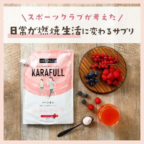 【6/22 20：00〜6/27 01：59エントリーで全品ポイント10倍！】プロテイン ホエイプロテイン タンパク質 ストロベリー風味ビフィズス菌  ビタミンB群 食物繊維 鉄分 ホエイ 美容 女性におすすめ ダイエット サプリメント KARAFULL メガロス