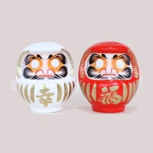 ガラスストーン 紅白だるま 赤白セット 幸福の紅白だるまセット（小）2号サイズ 約7.5cm 赤 白 縁起物 ダルマ