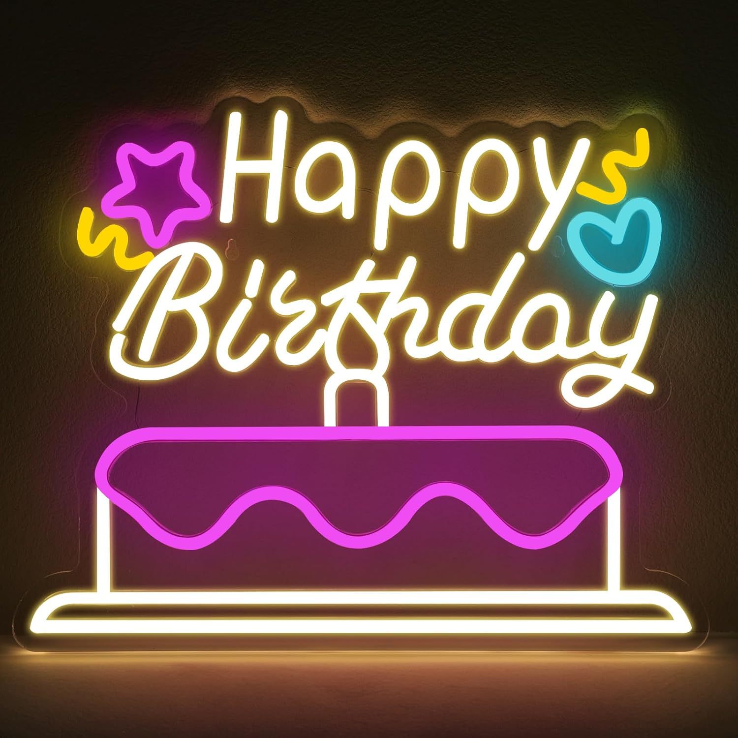 「10％OFFクーポン配布中」Happy Birthday ネオンサイン Happy Birthdayライトアップサイン カラフルなネオンハッピーバースデーサイン 誕生日パーティー飾り 調光可能 LEDネオンライトサイン USB電源 雰囲気ライト デコレーション