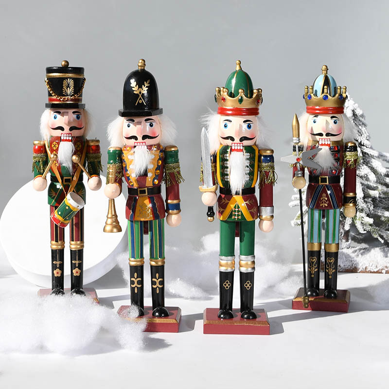 【ポイント 5倍UP !】4個セット 30cm くるみ割り人形 木製 クリスマス オーナメント ゴブリンコア 木製兵士 置物モデル デスクトップ コレクション お祝い テーブル ウィンドウ クリスマス装飾 2308