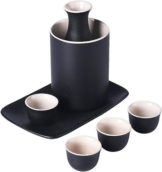 7点陶磁器清酒セットカップ、保温器付き、伝統復古陶磁器冷熱清酒飲、優雅なデザイン、家族や友人への最高の贈り物