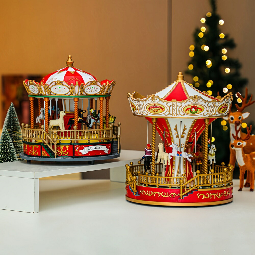 楽天市場】クリスマス オルゴール メリーゴーラウンド 回転 新作 北欧