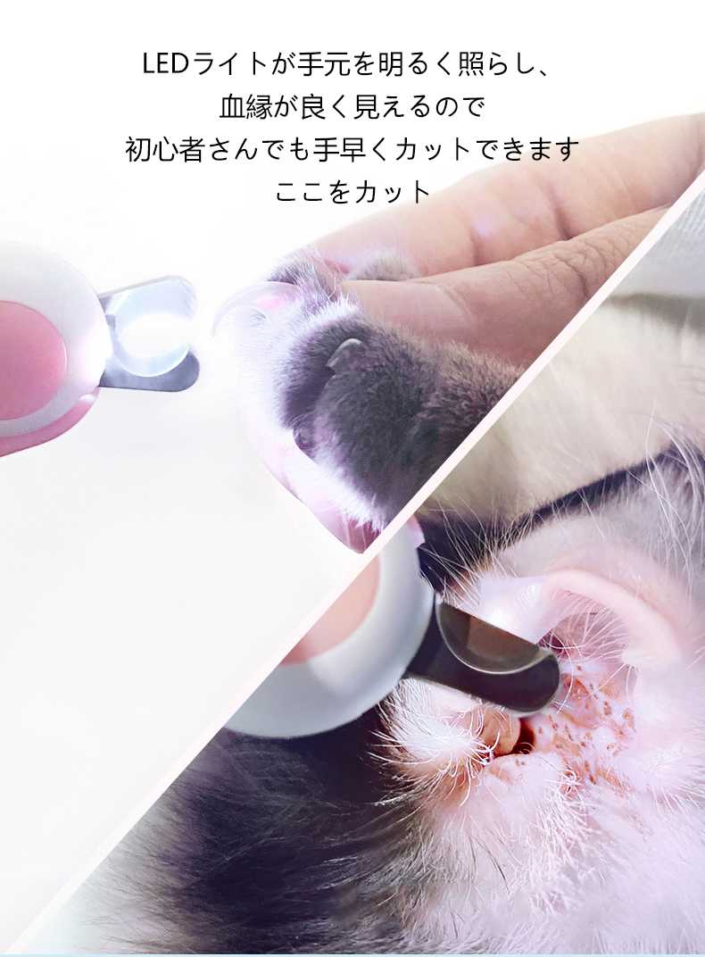 市場 新品mini ギロチンタイプ LEDペット爪切り つめ切り 猫 犬の爪切り 爪切り ネイルックカッター 犬 ペット ペット用