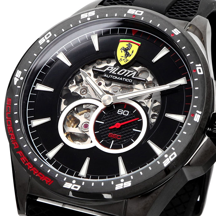 クーポンばらつき内側 送料無料 新麗しさ 技量クロック Scuderia Ferrari スクーデリア フェラーリ ピロータ オートマティコ Pilota Automatico メンズ オートマチックローラー 腕時計 黒奴 朱塗 並行インポート品 あす御安い調和 Sale 特売 入館祝言 就職祝い