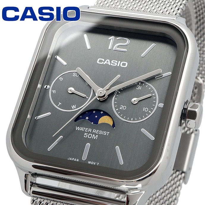 CASIO ウオッチ カシオ 標準尺度 お月さま位相角 Moon phase アナログ メンズ ウオッチ MTP-M305M-8AVE メタルメッシュバンド 暗然たる薄墨色 外国でひな形 [並行輸入品]