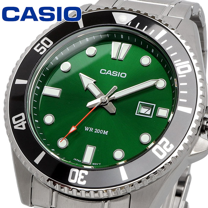 CASIO ウオッチ 時辰儀 御覧になる カシオ 標準尺度 アナログ 運動競技 20空圧雨合羽 MDV-107D-3A2V メンズ 緑であること 金属元素ダンス楽隊 外国でひな形 [並行輸入品]