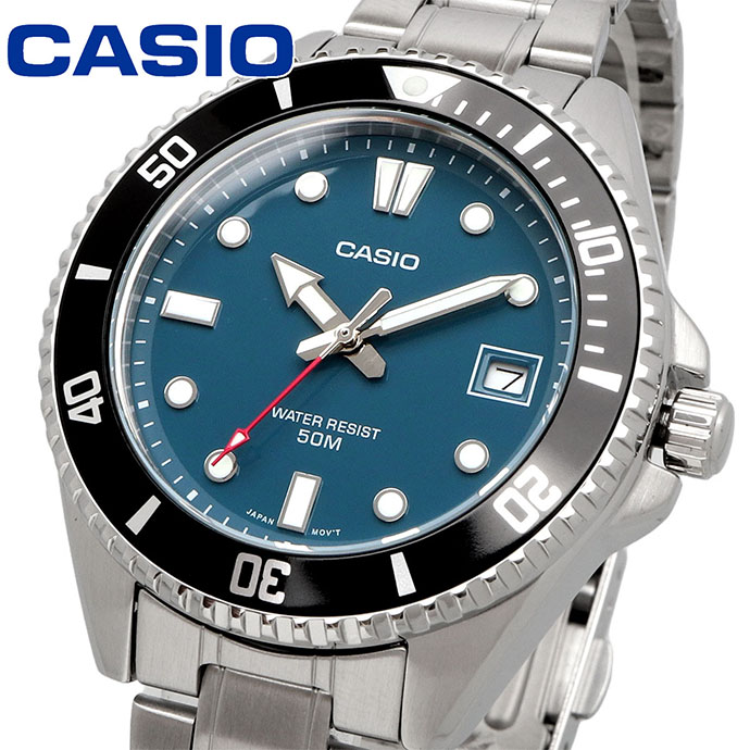 CASIO ウオッチ カシオ 時辰儀 御覧になる CASIO カシオ 標準尺度 アナログ ウオッチ MDV-10D-2A1V ボーイズ レディース ガールズ 青碧緑であること 金属元素ダンス楽隊 外国でひな形 [並行輸入品]