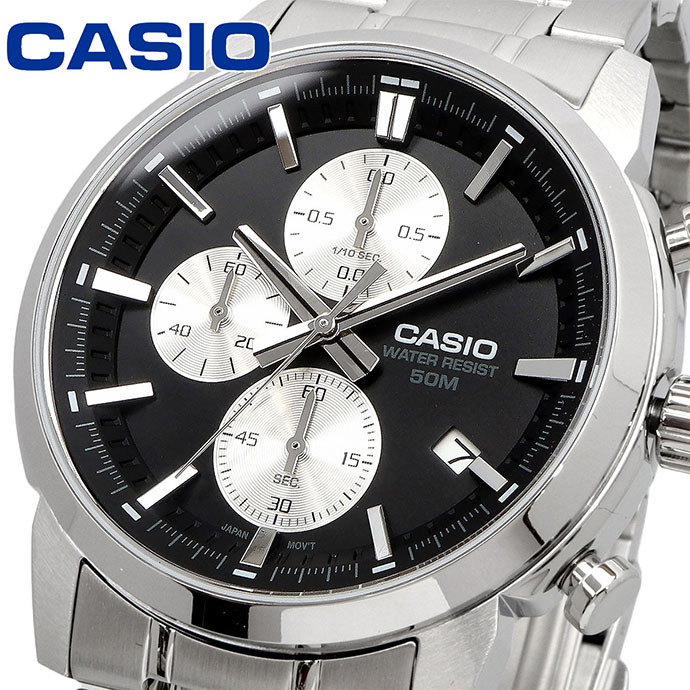 CASIO 腕時計 カシオ 時計 ウォッチ チープカシオ チプカシ スタンダード メンズ 腕時計 1/10秒クロノグラフ クオーツ MTP-E510D-1A2V 逆パンダ 海外モデル [並行輸入品]