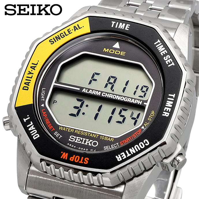 SEIKO ロトコール Rotocall 復刻デザインモデル デジタル クオーツ 腕時計 SMGG17P1 ユニセックス シルバー イエロー×ブラックベゼル [並行輸入品]