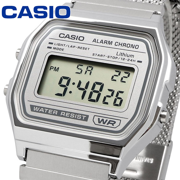 CASIO 腕時計 カシオ デジタル ヴィンテージシリーズ A158WEM-7 メッシュメタルバンド ユニセックス シルバー 海外モデル [並行輸入品]