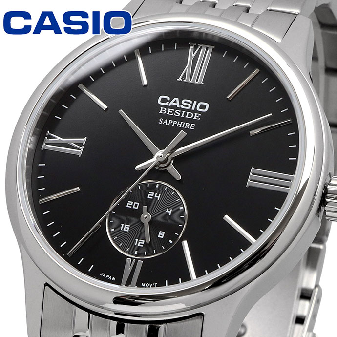 CASIO カシオ BESIDE 石英 メンズ ウオッチ サファイア瑠璃 BMS-100D-1AV ステンレス鋼純乎たるダンス楽隊 24第四次元見せびらかす 黒いこと 外国で模範例 [並行輸入品]