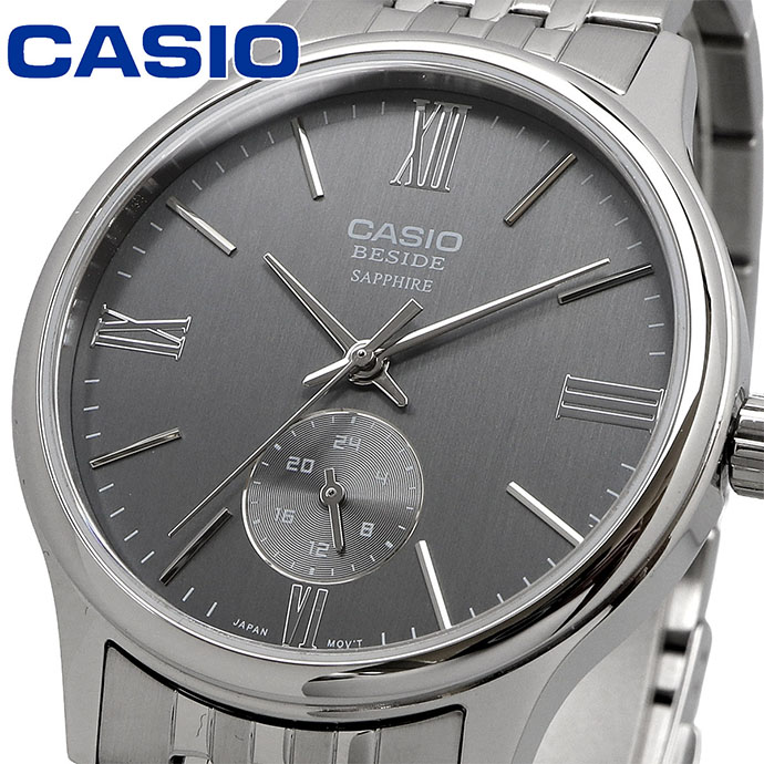 CASIO カシオ BESIDE 石英 メンズ ウオッチ サファイア瑠璃 BMS-100D-8AV ステンレス鋼純乎たるダンス楽隊 24第四次元見せびらかす 薄墨色 外国で模範例 [並行輸入品]