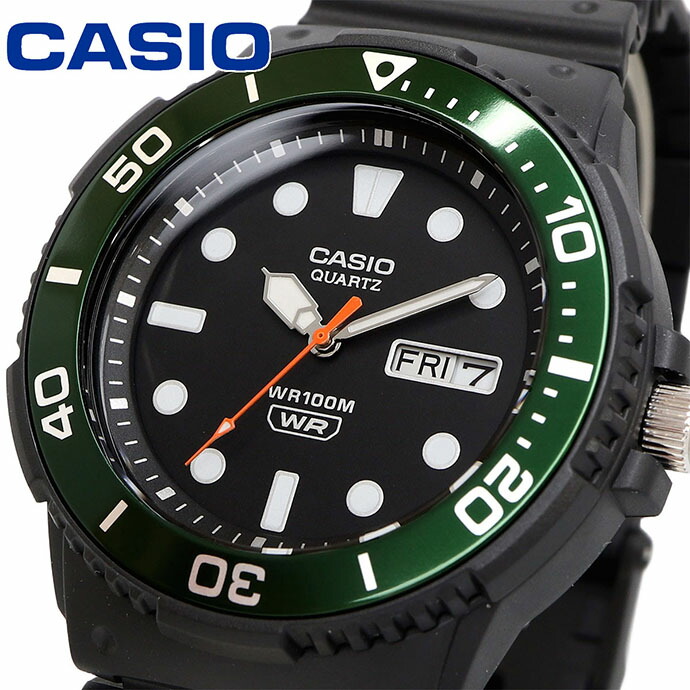 CASIO 腕時計 カシオ 時計 ウォッチ チープカシオ チプカシ スタンダード STANDARD クオーツ メンズ ブラック×グリーンベゼル 海外モデル MRW-230H-1E3V [並行輸入品]