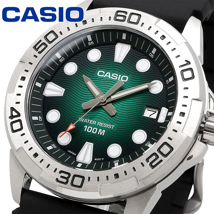 CASIO ウオッチ カシオ 時辰儀 御覧になる CASIO カシオ 標準尺度 アナログ 石英 ウレタンダンス楽隊 緑であること メンズ 外国でひな形 MTD-140-3AV [並行輸入品]