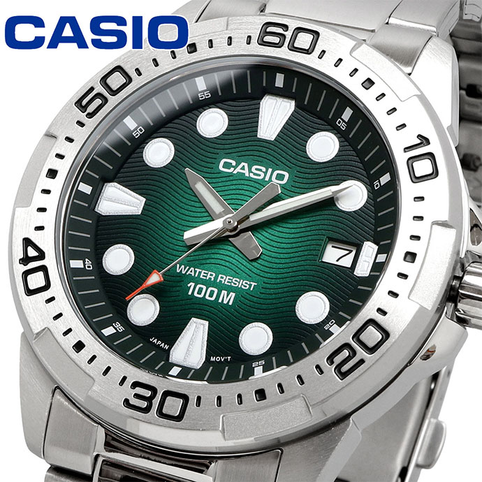 CASIO 腕時計 カシオ 時計 ウォッチ CASIO カシオ スタンダード アナログ クオーツ メタルバンド グリーン メンズ 海外モデル MTD-140D-3AV [並行輸入品]